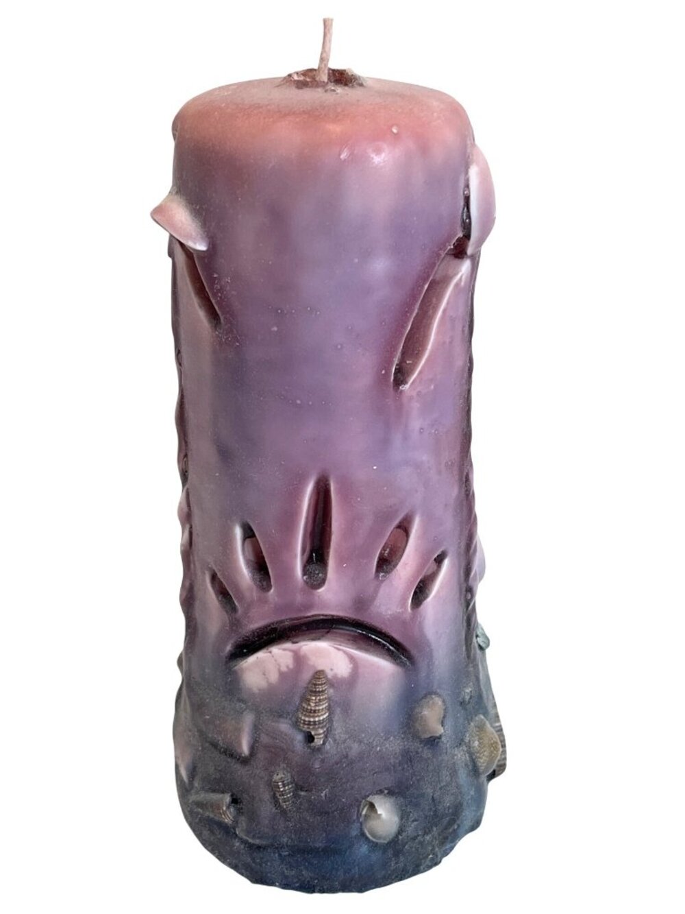 Inlay Pillar Art Candle Glow Through Carved Flamingo Palm Tree Shell Y2k Vintage - Picture 3 of 11